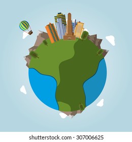 Flat design modern illustration icon of urban landscape and city life. Building icon