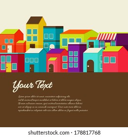 Flat design modern illustration stylish colors of cartoon town