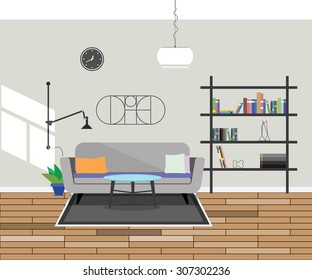 Flat design modern Interior living room. Illustration vector