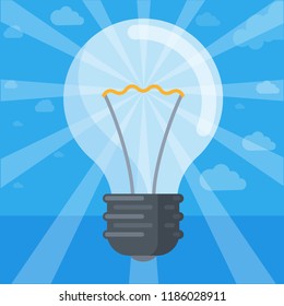 Flat design modern and retro electric bulb lamp vector icon template set  for poster of creative new bright idea