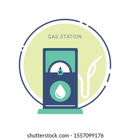 Flat design modern and retro gas pumps isolated