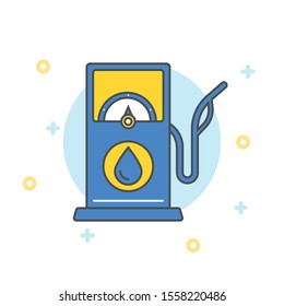 Flat design modern and retro gas pumps isolated