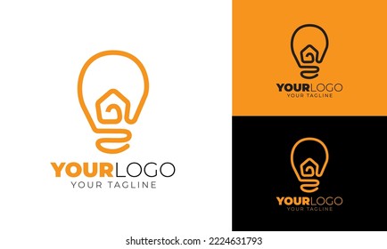 Flat design modern smart idea home logo template