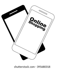 Flat design of modern smartphone with online shopping concept