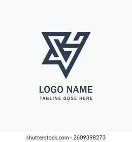 Flat design modern v vt letter logo 