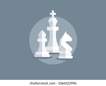 Flat design modern vector illustration  with chess figures. Chess board.