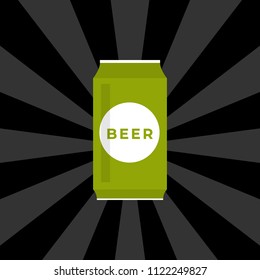 Flat Design Modern Vector Illustration of Beer Soda Can Isolated on Shiny Background
