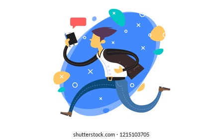 Flat design modern vector illustration concept of social media technology. Smart mobile technology.