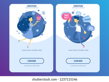 Flat design modern vector illustration concept of social media technology. Internet marketing and shopping. Banner for web and app.