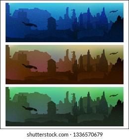 Flat Design Modern Vector Illustration of Urban Landscape and City Life. Environmental Problem of the Earth.