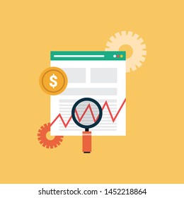Flat design modern vector illustration icons set of analytics search information and website SEO optimization
