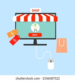 Flat design modern vector illustration concept of online shopping web store