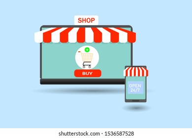 Flat design modern vector illustration concept of online shopping web store