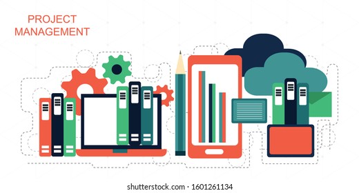 Flat design modern vector illustration concept of project management 