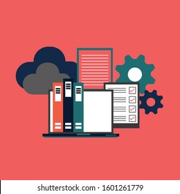 Flat design modern vector illustration concept of project management with pink background
