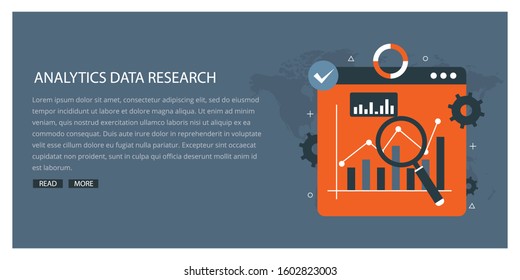 Flat design modern vector illustration concept of website online analytics search information