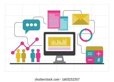 Flat design modern vector illustration icons set of analytics search information and website SEO optimization