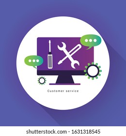 Flat design modern vector illustration concept for customer support service
