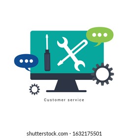 Flat design modern vector illustration concept for customer support service