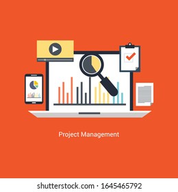 Flat design modern vector illustration concept of project management