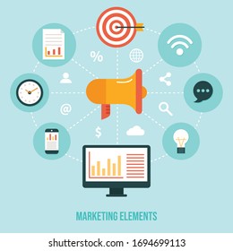 Flat design modern vector illustration icons set for marketing