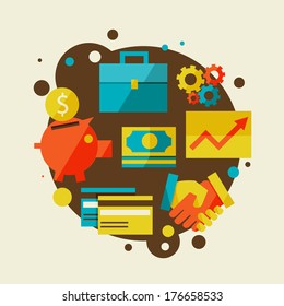 Flat design modern vector illustration in stylish colors. finance and business concept.