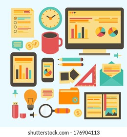 Flat design modern vector illustration icons set 