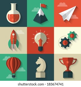 Flat design modern vector illustration concept of icons for start up 