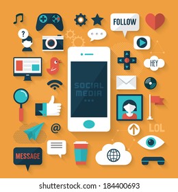 Flat design modern vector illustration concept of social media icons