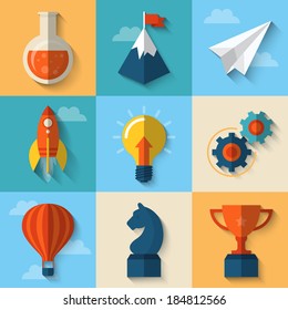 Flat design modern vector illustration concept of icons for start up