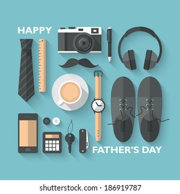 Flat design modern vector illustration concept for Father's day greeting card