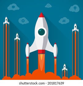 Flat design modern vector illustration concept for new business project startup, launching new innovation product, creative start on market