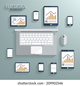 Flat design modern vector illustration icons set with long shadow .