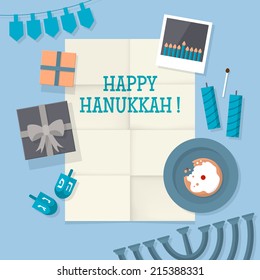 Flat design modern vector illustration for Hanukkah holiday celebration