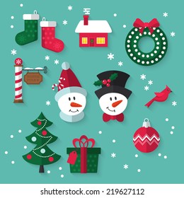 Flat design modern vector illustration of icons for Christmas and New Year