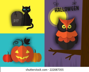 Flat design modern vector illustration for Halloween holiday