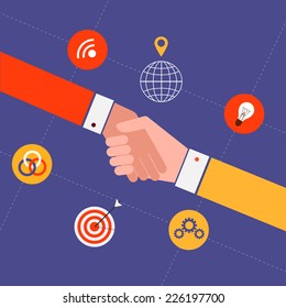 Flat design modern vector illustration concept for partnership and team work