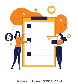 Flaches Design, modernes Vektorgrafik-Konzept der Online-Umfrage, Darstellung des Fragebogens