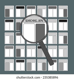 Flat design modern vector illustration concept of internet or web searching.