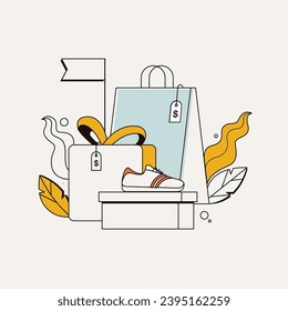 Flat design modern vector illustration concept of online shopping, e-commerce, digital marketing