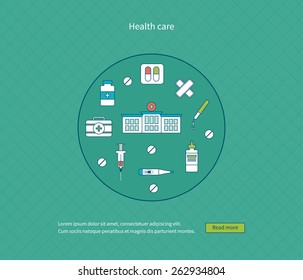 Flat design modern vector illustration concept for healthcare, medical center and hospital building 
