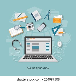 Flat design modern vector illustration concept of online education - eps10