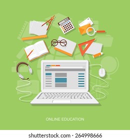 Flat design modern vector illustration concept of online education - eps10