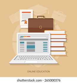 Flat design modern vector illustration concept of online education - eps10