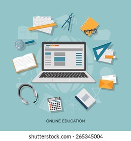 Flat design modern vector illustration concept of online education - eps10