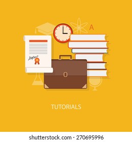 Flat design modern vector illustration concept of education, tutorials, learning with books - eps10