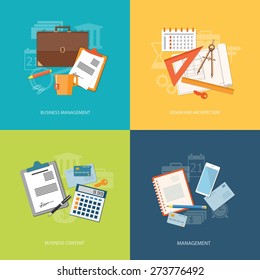 Flat design modern vector illustration concept of education, business, marketing, e-mail marketing, management  - eps10