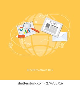 Flat design modern vector illustration concept of online business, analytics, management - eps 10