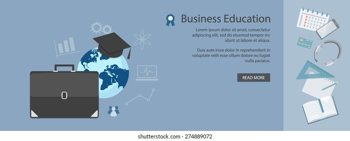 Flat design modern vector illustration concept of education, business, marketing, e-mail marketing, management  - eps10