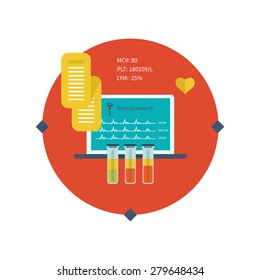 Flat design modern vector illustration concept for health care and online diagnosis. Healthcare system concept. 